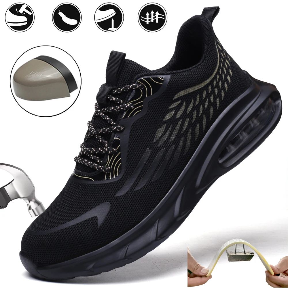 

Work Safety Shoes Men Work Sneakers Steel Toe Protective Shoes Anti-puncture Work Boots Indestructible Air Cushion Shoes