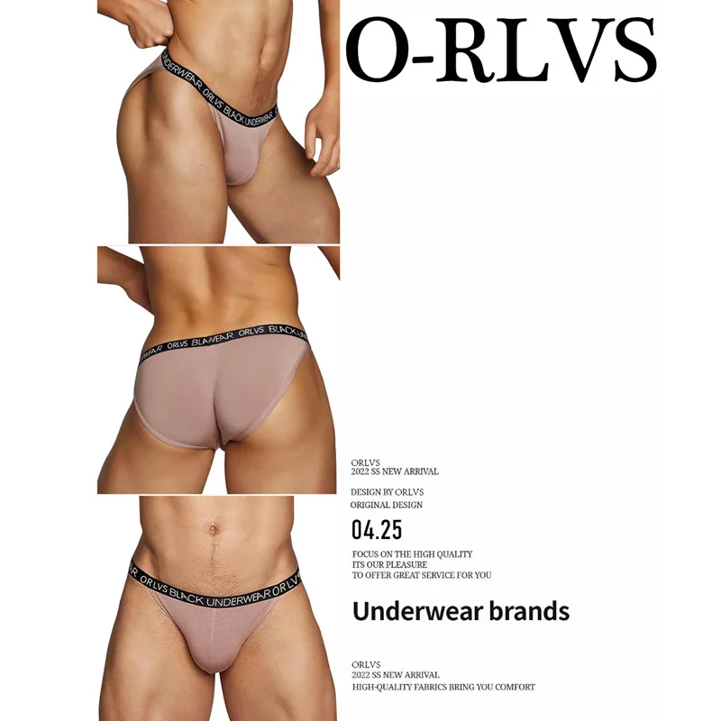 ORLVS-Sous-vêtements auditifs respirants pour hommes, fourche haute, triangle, bas, modal, près du corps, hipster, OR6102