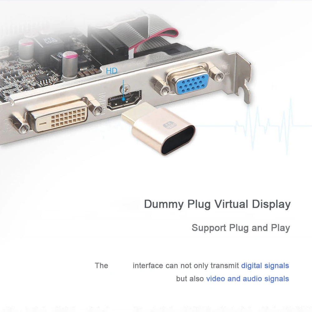 HDMI-Compatible Virtual Display Adapter 1.4 DDC EDID Dummy Plug Lock Graphics Card GPU Rig Emulator for Bitcoin BTC Mining Miner