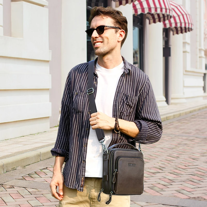 Imagem -03 - Bolsa de Ombro Pequena dos Homens Couro Genuíno Crossbody Bolsa do Mensageiro para 8.3 Ipad Ipad Ipad Mini Vintage Designer Bolsa Bolso Masculino Novo