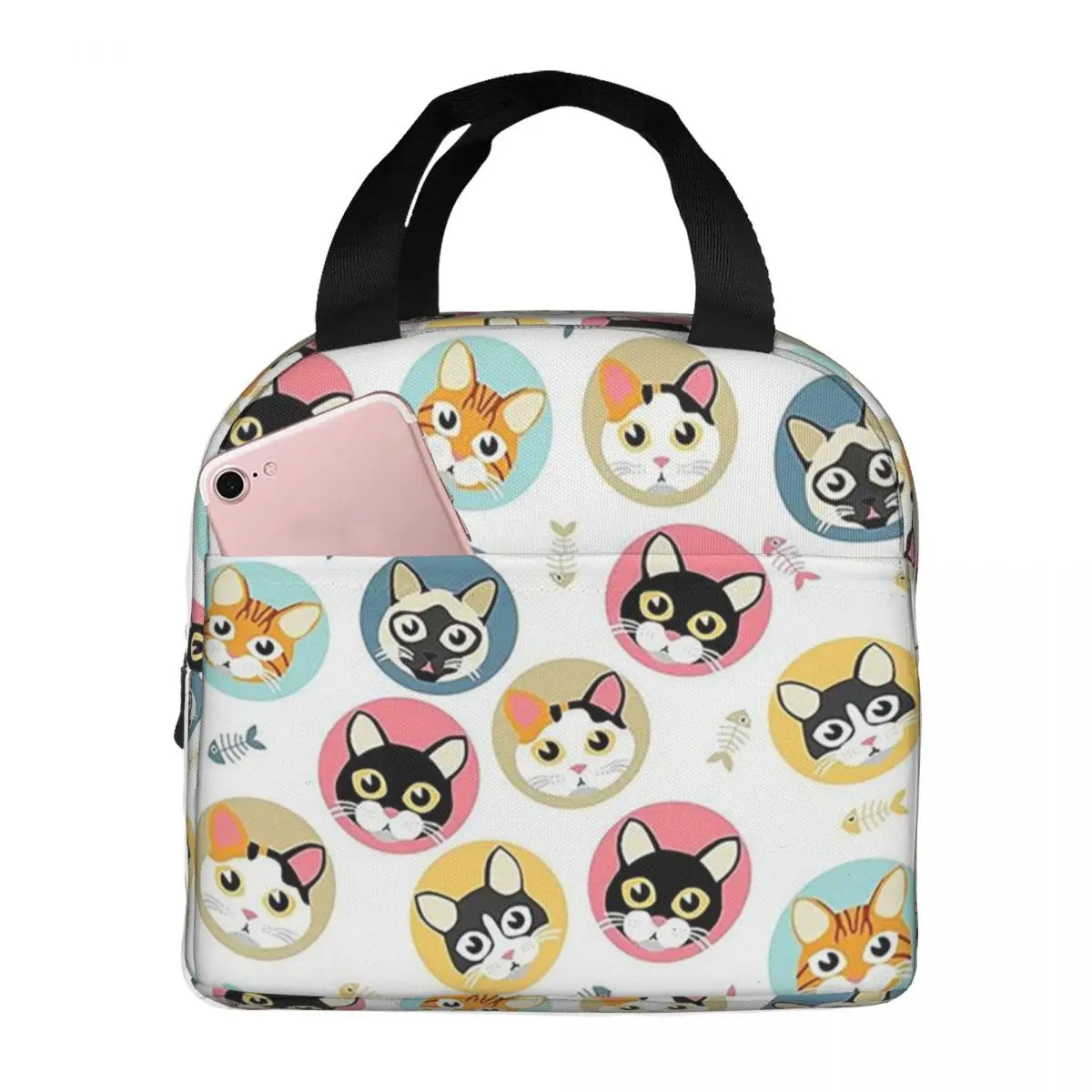

Cute Cat Insulated Lunch Bag for Women Office Cooler Thermal Food Box Tote Leakproof Lunch Boxes Container