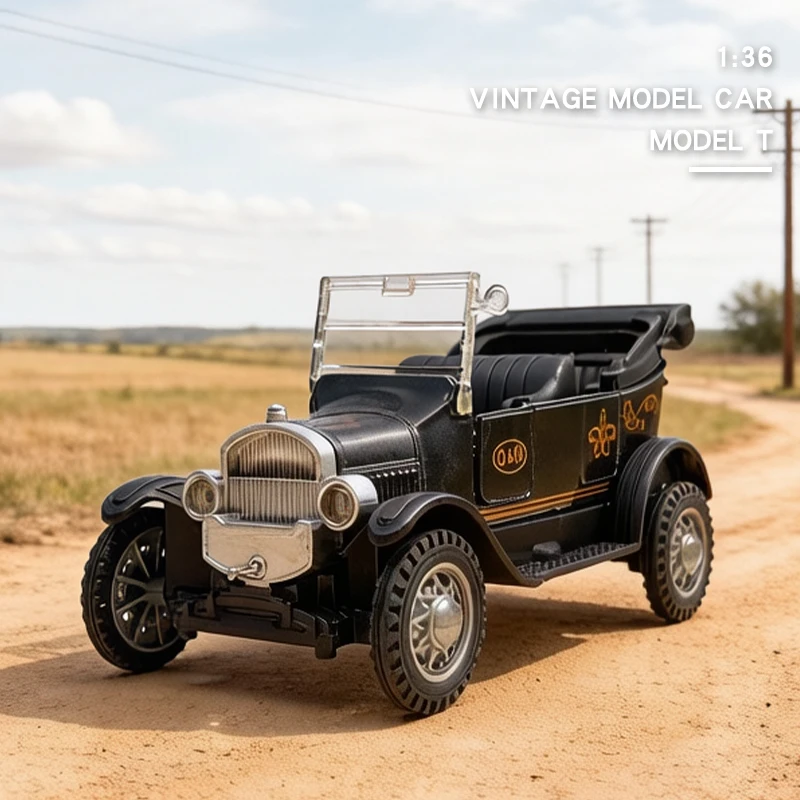 1:36 Vintage-Modellauto aus Legierung, klassisches Cabriolet, Drück-und-Gehen-Automodell, Miniaturfahrzeug-Replik für Sammler und als Geschenk – Detail 3
