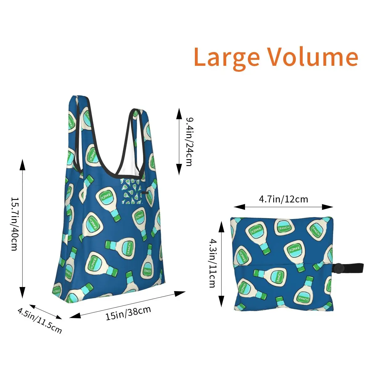 مزرعة - حقيبة تسوق لزجاجة تزيين السلطة (أزرق) حقائب حمل محمولة قابلة لإعادة الاستخدام حقيبة كتف للمتسوقين حقيبة يد للبقالة #2