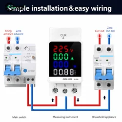 4in1 Din Rail AC 110V 220V 100A Voltage Current KWH Electric Energy Monitor Meter VOLT AMP Voltmeter Ammeter Wattmeter