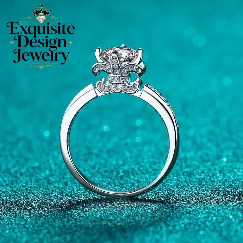 

Iris Flower Luxury Platinum PT950 Rings 1ct Moissanite Diamond Wedding Band for Women Timeless Jewelry Collection Birthday Gifts
