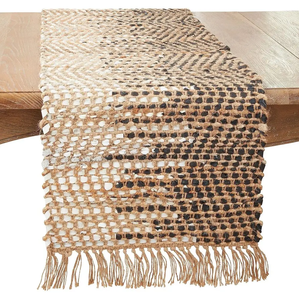 

Dual-Colored Leather Table Runner