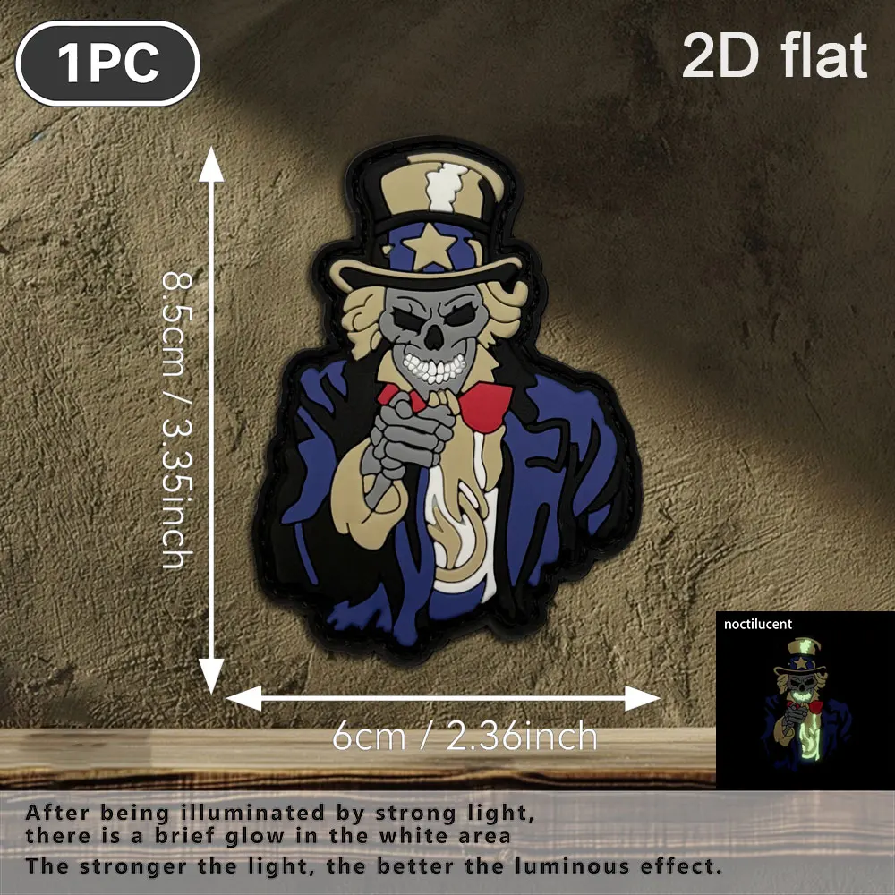 1Pc/2Pc/3Pc Optional Pvc Glow-In-The-Dark Arm Patch Badge for Hats, Jackets, Helmets, DIY Modification Decoration, Includes Felt Backing