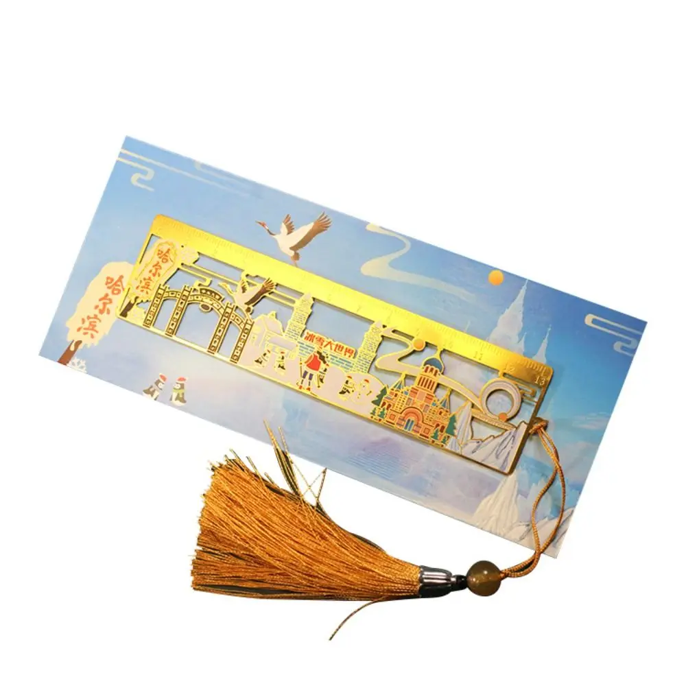 

Tassel Chinese Style Bookmark Floral Chinese City Metal Hollow Bookmarks Reading Stationery Ethnic Style Book Clip