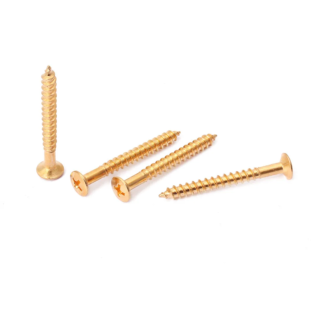 4Pcs Gold Neck Plate Screws Exquisite Finish High-Strength Metal Guitar Neck Mounting Screws for Acoustic Electric Guitars
