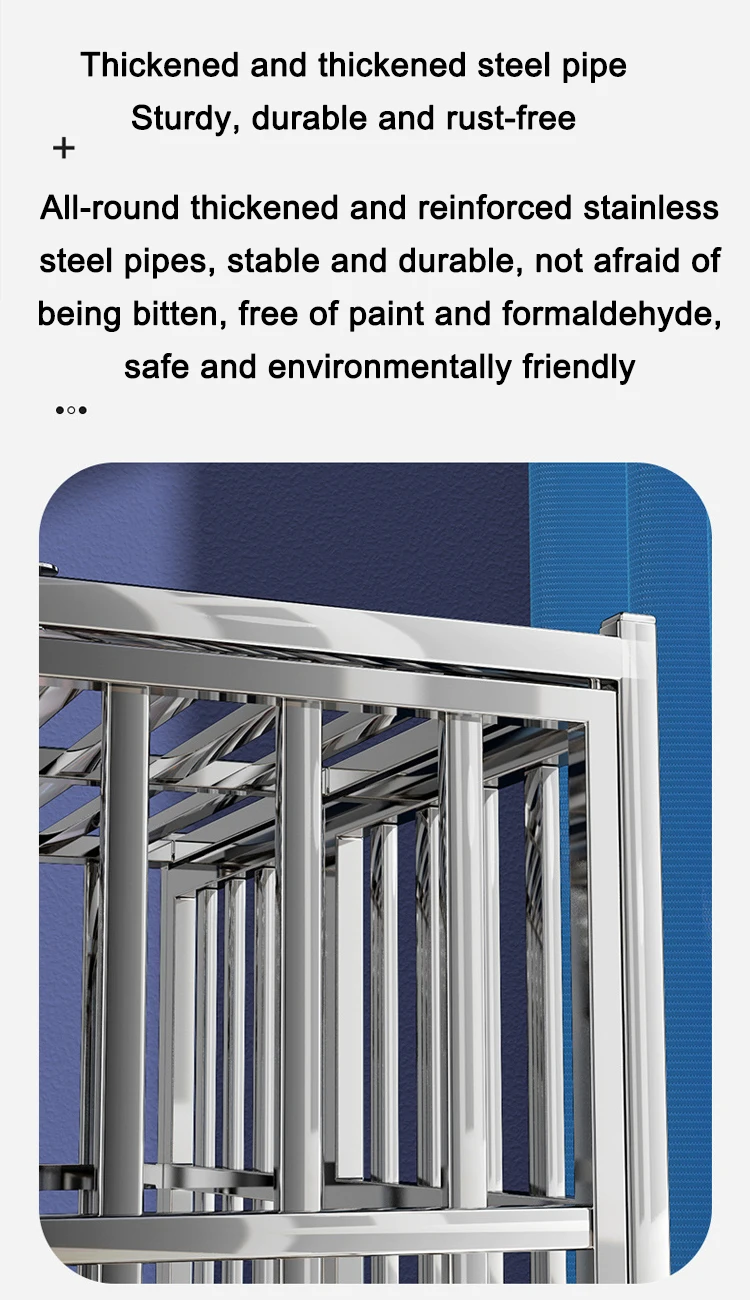 Foldable and Moveable Dog Crate Made of Stainless Steel with Internal Partitions Ideal for Both Home and Veterinary Pet Supplies