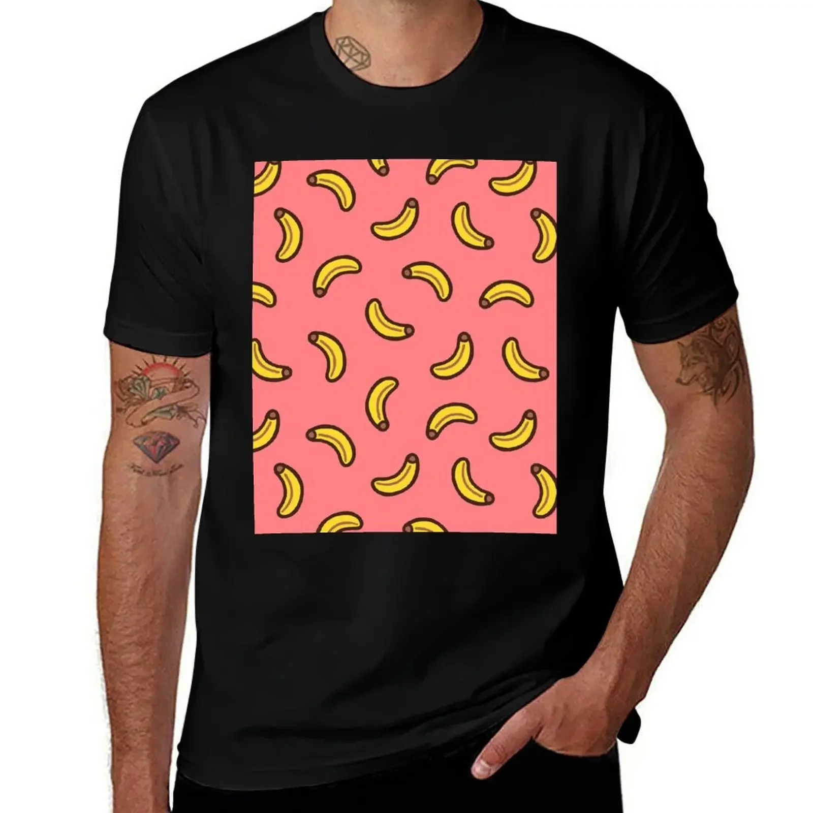 

Bananas on Pink Pattern T-Shirt plus size tops sweat graphic shirts fruit of the loom mens t shirts