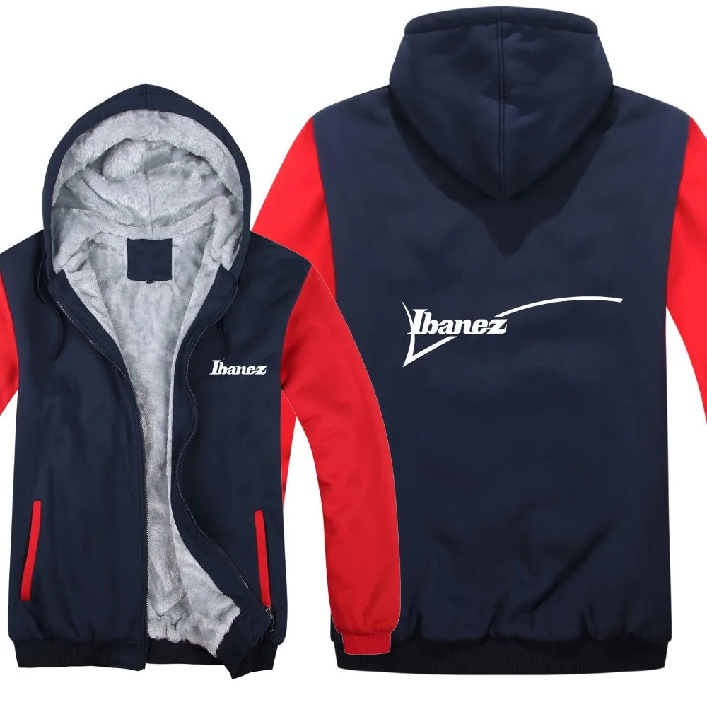 Guitar brand Ibanez Hoodies Mens Zipper Coat Fleece Thicken Music Fans Hip Hop Ibanez Sweatshirt Mans Clothing