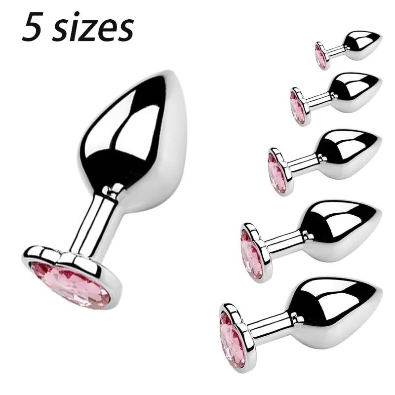 المكونات المعدنية الشرج مع قاعدة جوهرة المبتدئين للخبير 5 حجم بعقب المكونات G-نقطة تدليك قضبان اصطناعية الإناث/الذكور الأزواج الجنس لعب الكبار