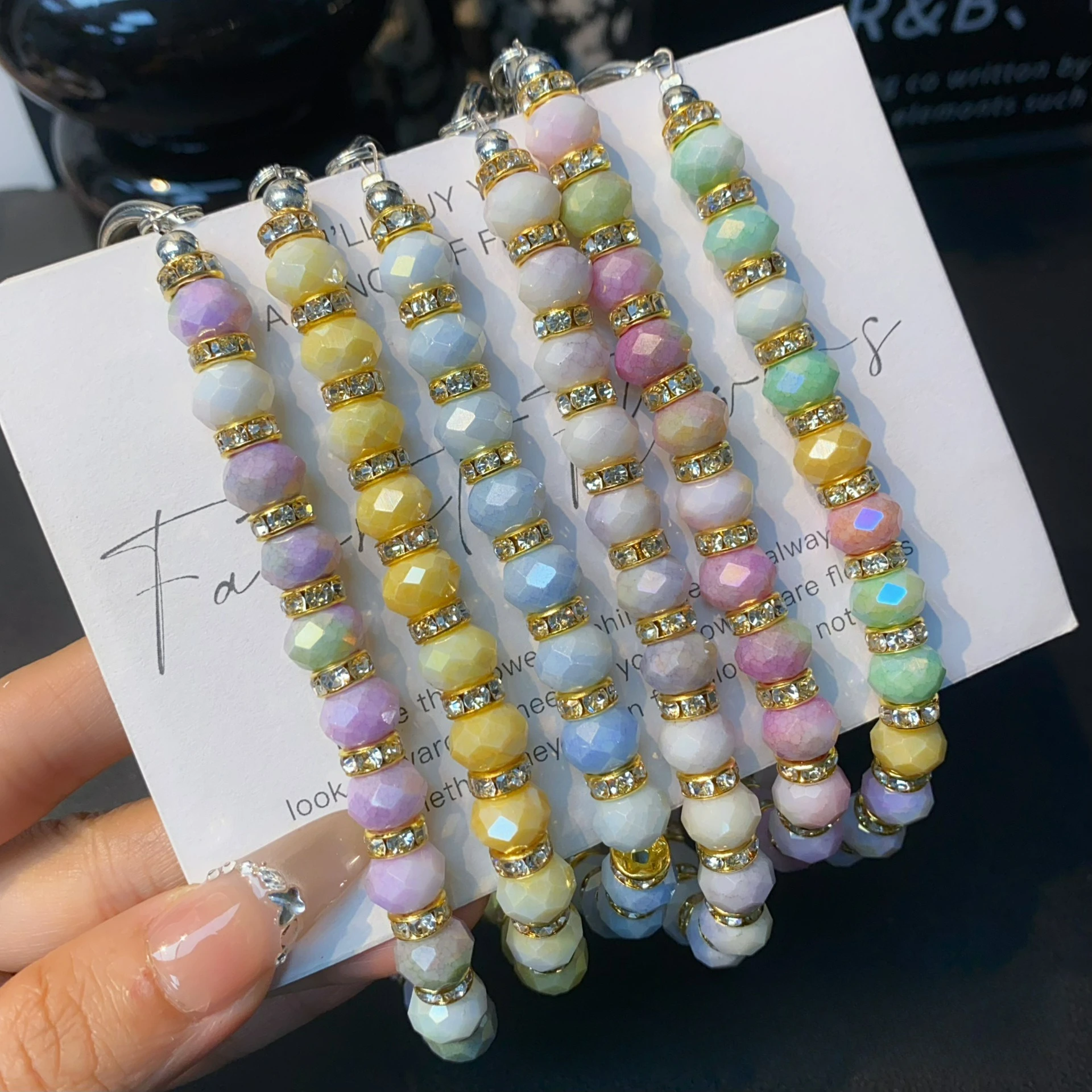 

Ремешок для мобильного телефона Dunhuang Wind Crack Wheel с хрустальными бусинами, простые короткие макароны