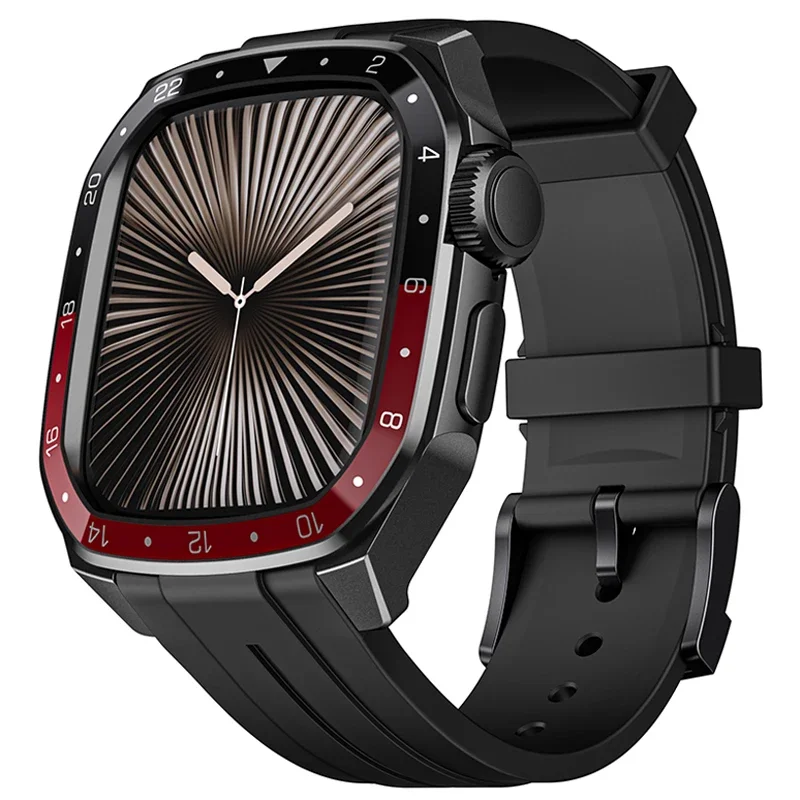 Kit de Modification de luxe pour Apple Watch 11, boîtier en acier inoxydable de 46mm pour Iwatch Series 10, boîtier métallique de 46mm, bande de caoutchouc, Kit de Mod de bricolage