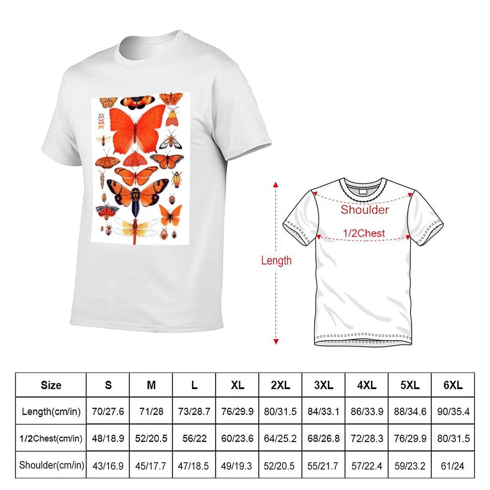 Orange Insect Collection T-Shirt anime t shirts Aesthetic clothing tshirts for men