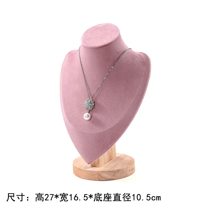 Pink Velvet Necklace Jewelry Display Model Bust Stand for Home