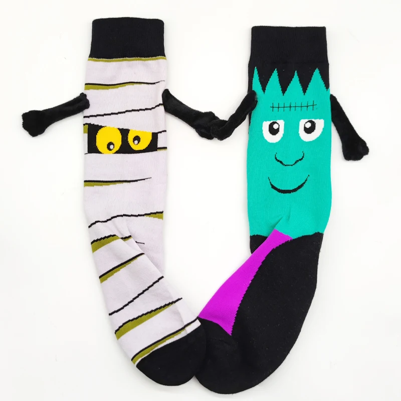 Creative Crazy Happy Colorful Business Magnetic Harajuku Holding Hands Socks Funny Sweet Couple Halloween Gift Sock