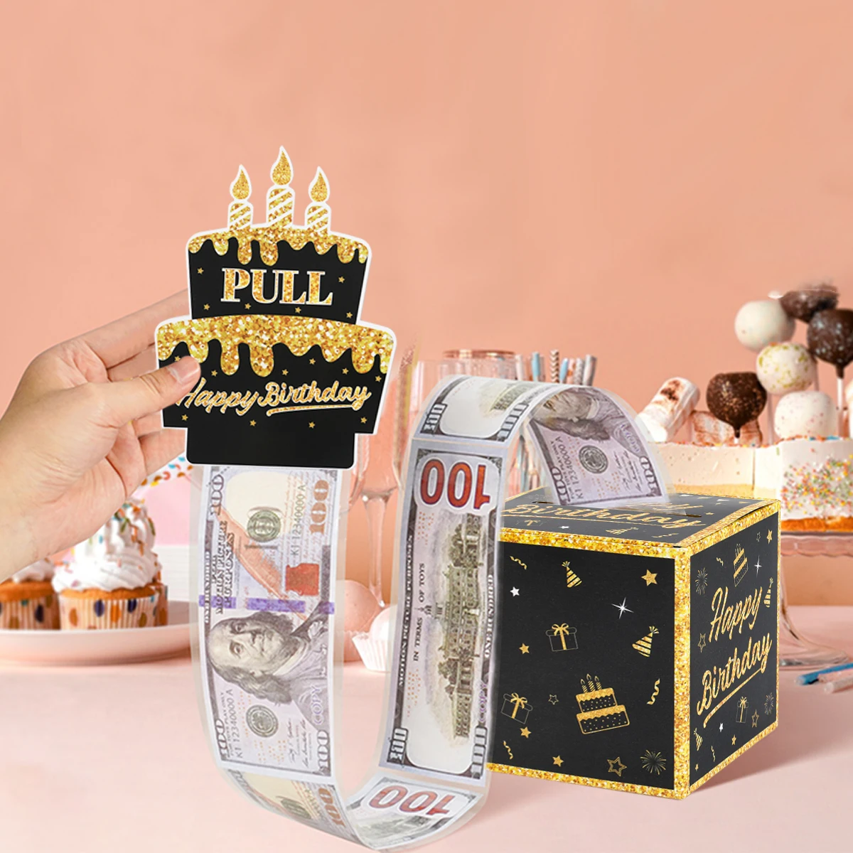 Boîte-cadeau d'anniversaire avec carte de gâteau, tirelire amusante, cadeaux d'anniversaire créatifs pour hommes et femmes, anniversaire des travailleurs, 1PC