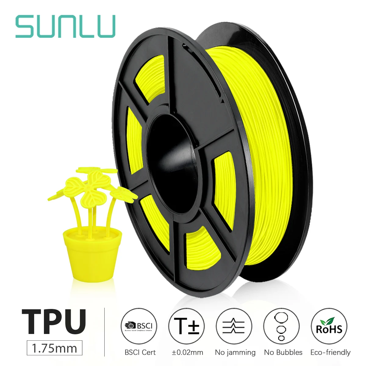 SUNLU-TPU Filamento Flexível, Full Color, DIY Presente, Impressão Modelo, Navio com 5 Peças, 1.75mm, 0.5kg