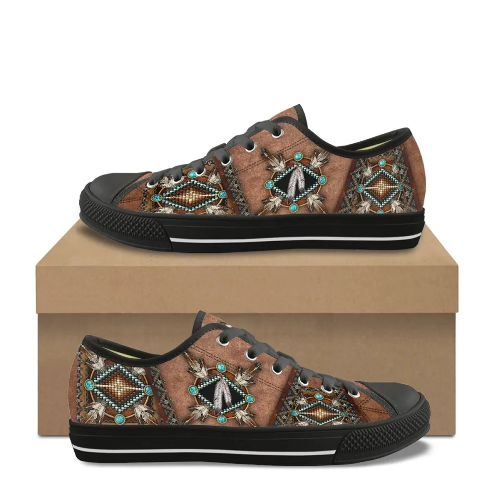 INSTANTARTS Tribal Aztec Design Classic Low Style Women Non-Slip Sneakers Canvas Autumn Ladies Lace-up Comfort Flat Shoe Zapatos