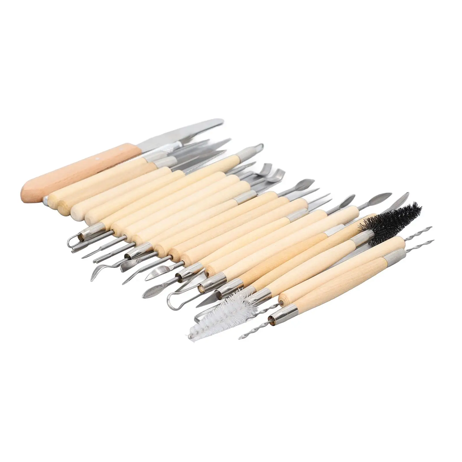 22Pcs Double-Ended Wooden Sculpting Tools Kit for Pottery Clay & Ceramic Carving - for diy Multifunctional Hand Tool Set