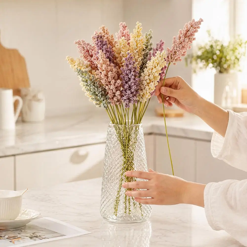 Artificial Wheat Ears Low Saturation Flower Stems 2 Bunches Simulated Wheat Stems Durable Foam Wheat Grain Flowers for Diy