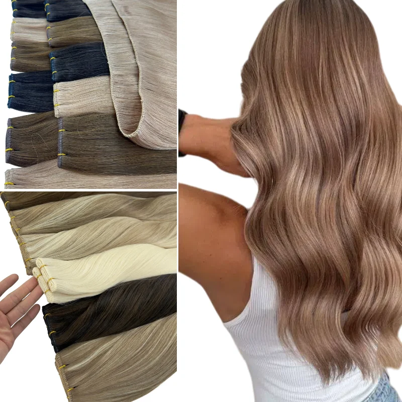 

100% Human Virgin Hair Genius Weft 20inch 100g #FV #TBF Pre Stitched Hairpiece Better Drape & Time Saving Wholesale Dropship