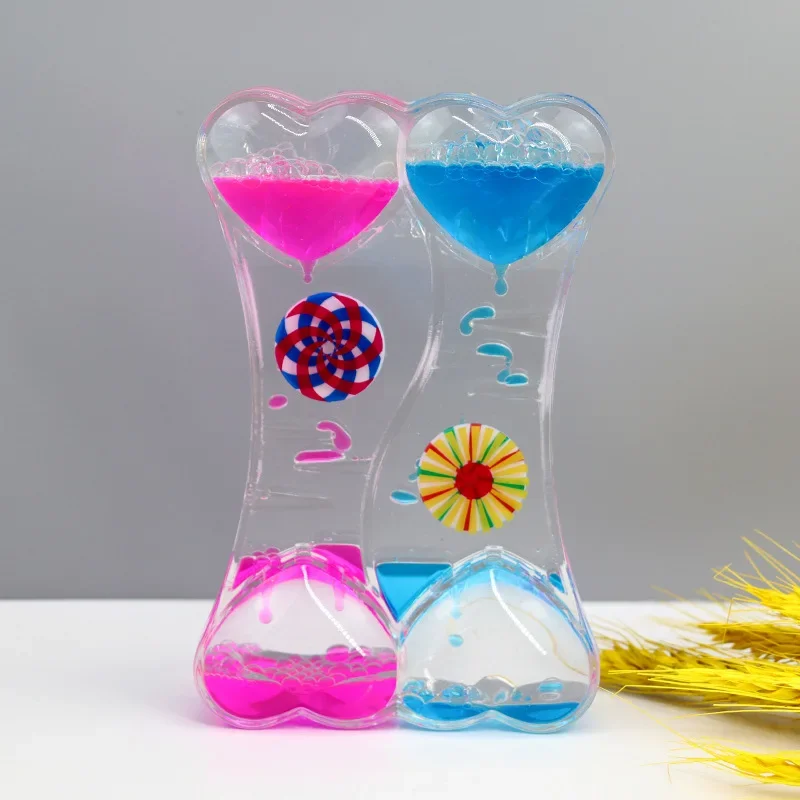 Liquid Oil Leakage Drops Peach Heart Acrylic Plastic Decoration Crafts Hourglass Student Gifts Children\'s Toy Festival