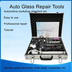 Car Front Windshield Repair Tool Kit Cracked Bullseye Star Vacuum Pump Repair Restorer Resin Liquid