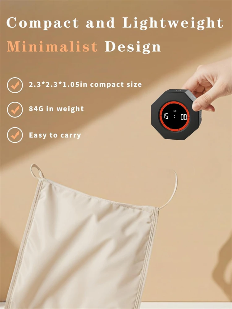 Multi-Octagonal Cube Timer Gravity Sensor Digital Timer with LED Screen Sound Alarm Silent Operation 1/5/15/30/60/90 Minutes