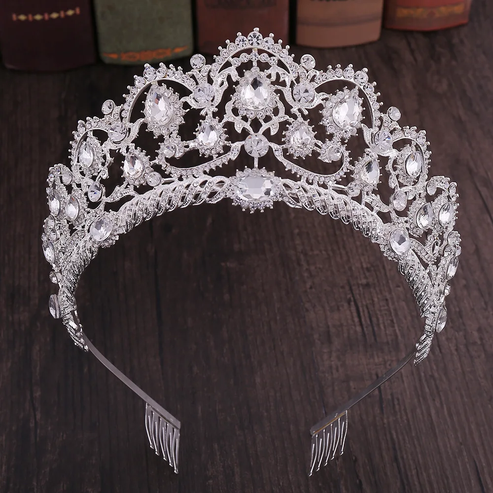 

Luxury Elegant Gold Color Crystal Crown Hair Accessories Tiara For Women Party Rhinestone Bridal Crown Hair Jewelry Headbands