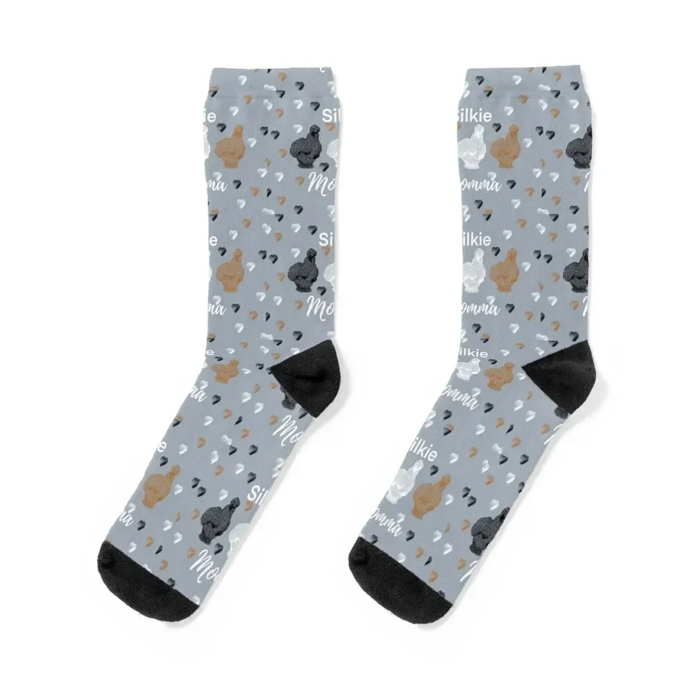 Silkie Momma Silkie Chicken Heart Prints with Black White and Buff Silkie Chickens Silkies Socks hip hop Socks Man Women's