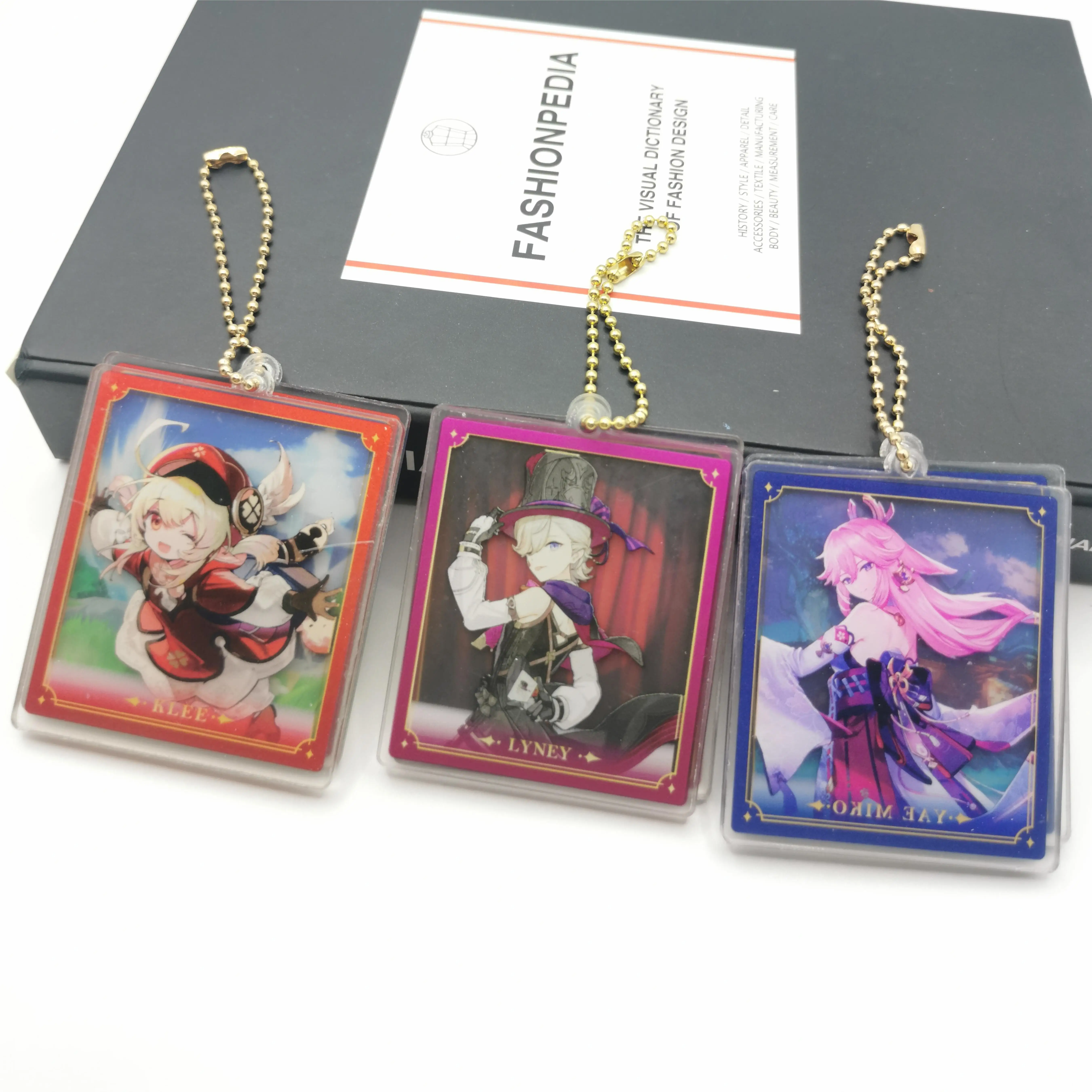 1Pcs Anime Game Genshin Impact Lyney Klee Paymon Keyring Girl's Bag Pendant Keychain Accessories  Double-Deck Acrylic Decoration