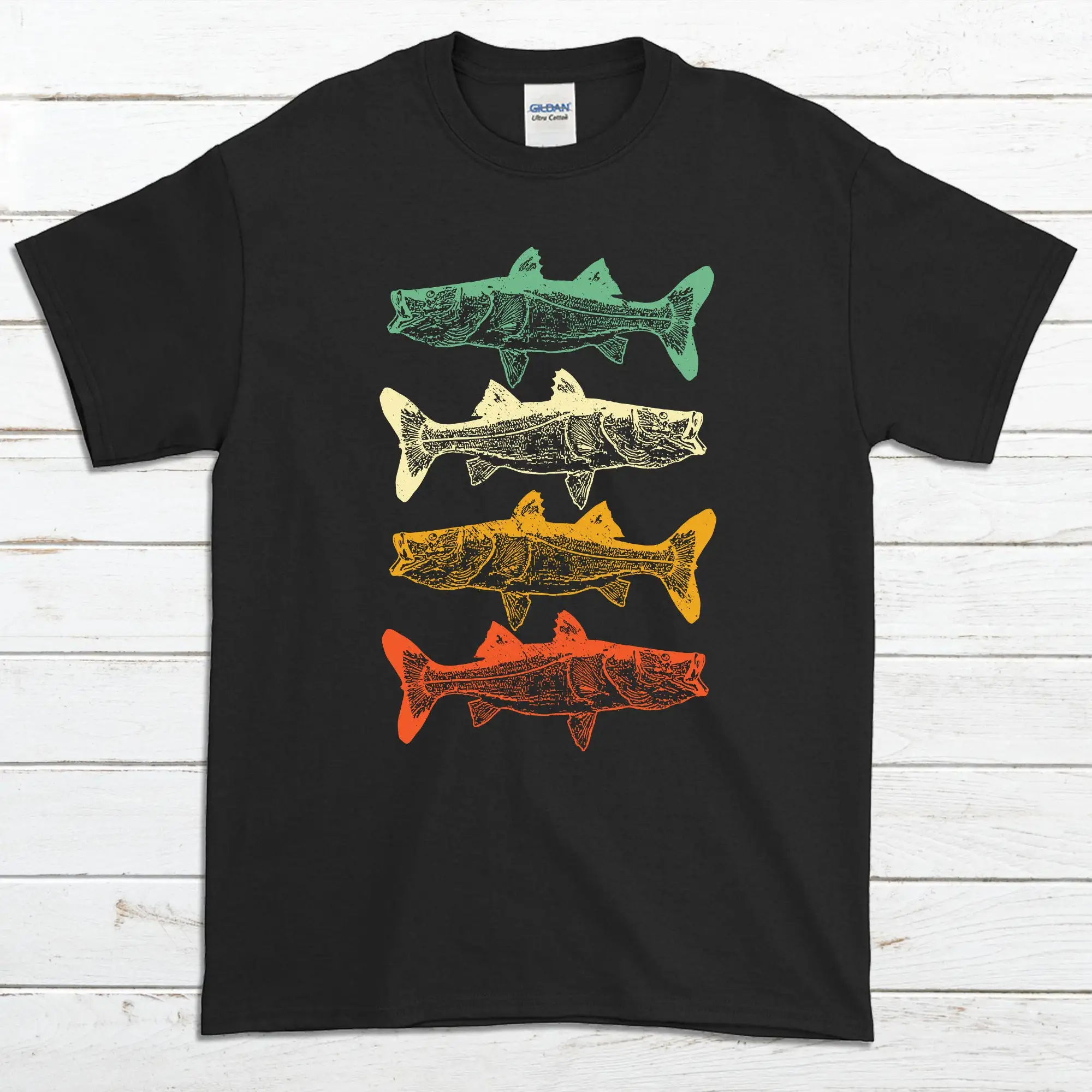 Cool Retro Snook Fish T Shirt Saltwater Fishing for Fisherman Fishermen s Unique Mens