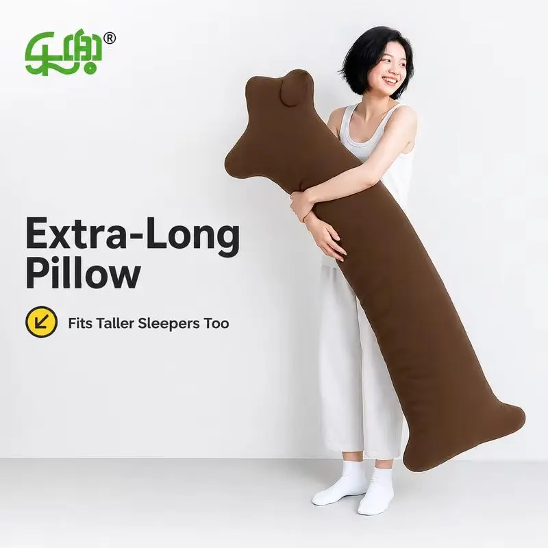 Cool Ice Silk Sausage Dog Long Bolster Pillow Ledou Cool‑Touch Leg Hug Side Sleep Cushion for Tall Adults Pregnant Users Bedroom
