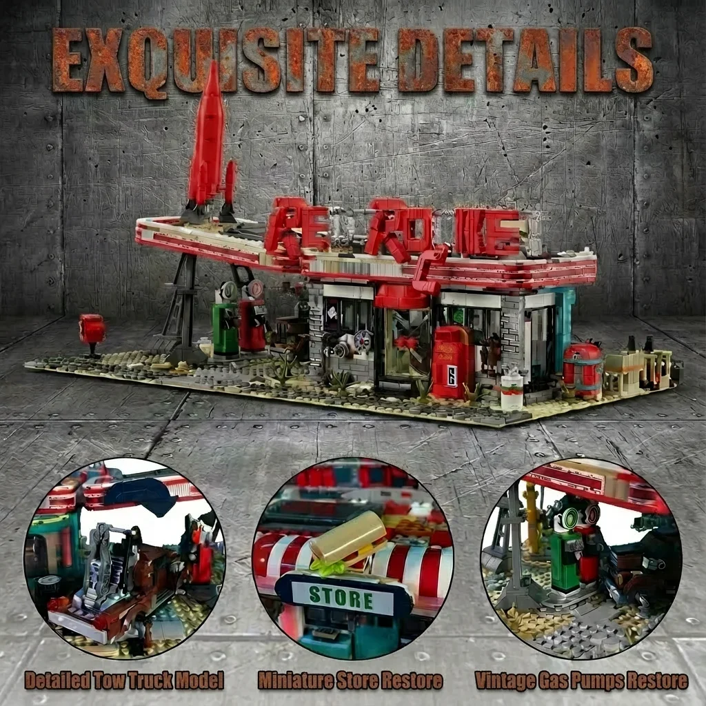 2221 pièces jeu Doomsday Station d'essence bâtiments ensembles ville Architecture boutique blocs de construction modulaires modèle Kit jouet cadeau pour Audlt