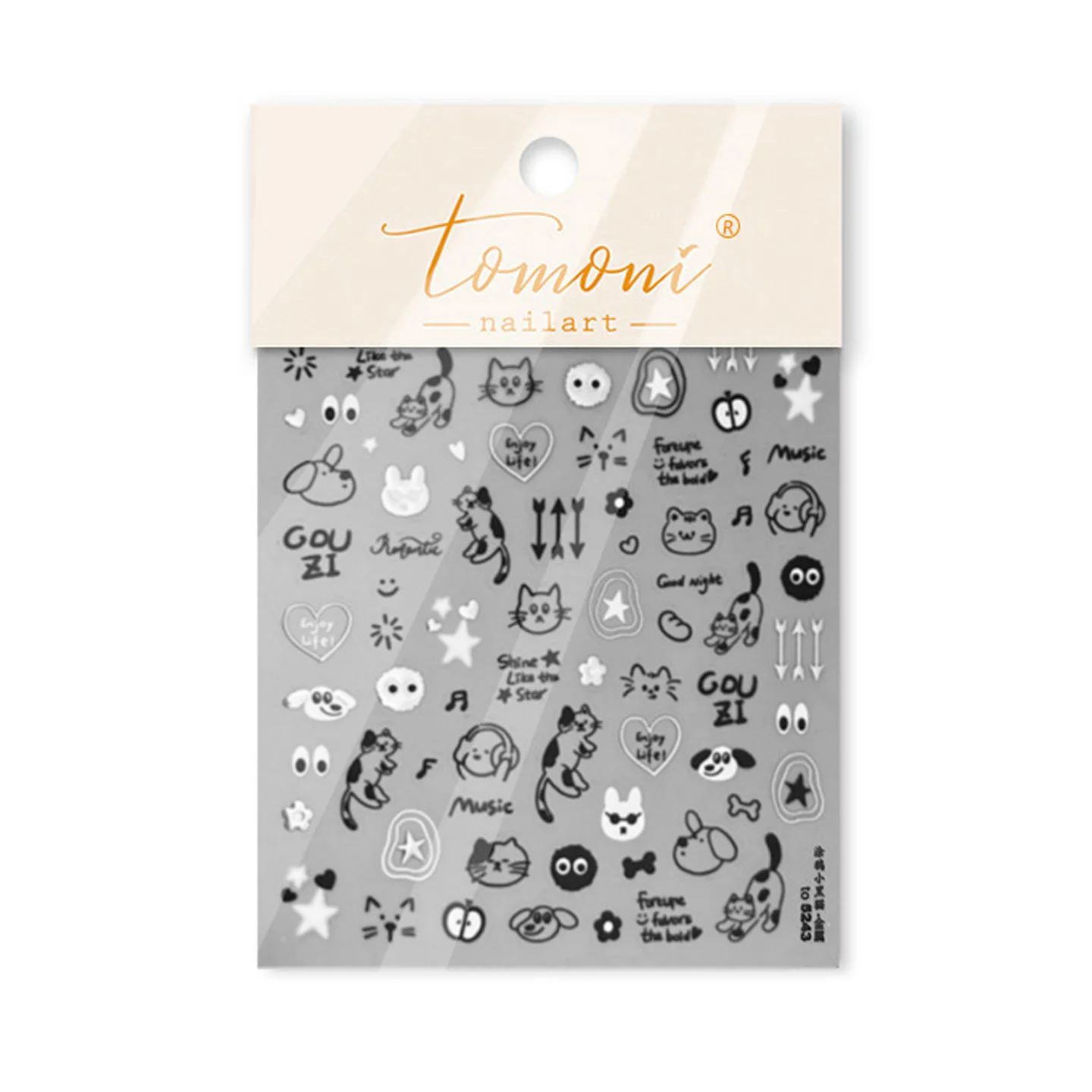 สติกเกอร์ติดเล็บลายหมียีนส์สีน้ำเงิน TSZS 5D Y2k ลายดาวสีเงินโบว์แมว สติกเกอร์ติดเล็บ INS Y2K