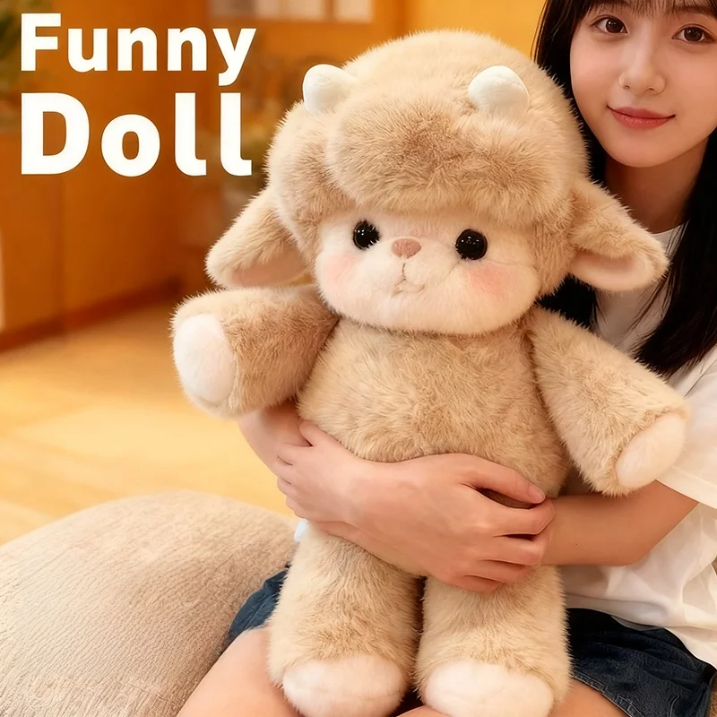 

Мягкая игрушка-подушка в виде козленка, подарок на день рождения для девочек, мягкая плюшевая игрушка в виде животного, подходит для девочек, наполнитель из ПП хлопка