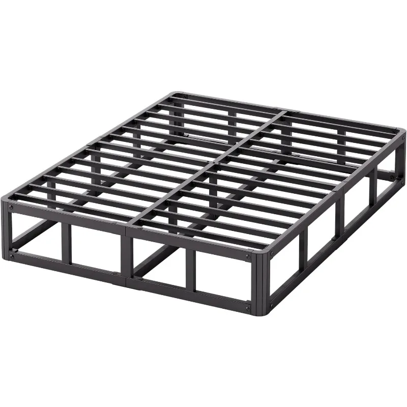 

Queen Bed Frame, Metal Box Spring with More Steel Slats Support, Sturdy Platform Bedframe Low to Floor