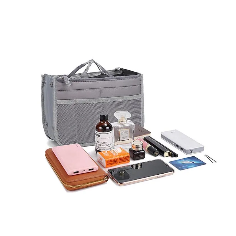 Trousse de maquillage multifonctionnelle de grande capacité, trousse de toilette portable à double fermeture éclair, sac de rangement de voyage pliable