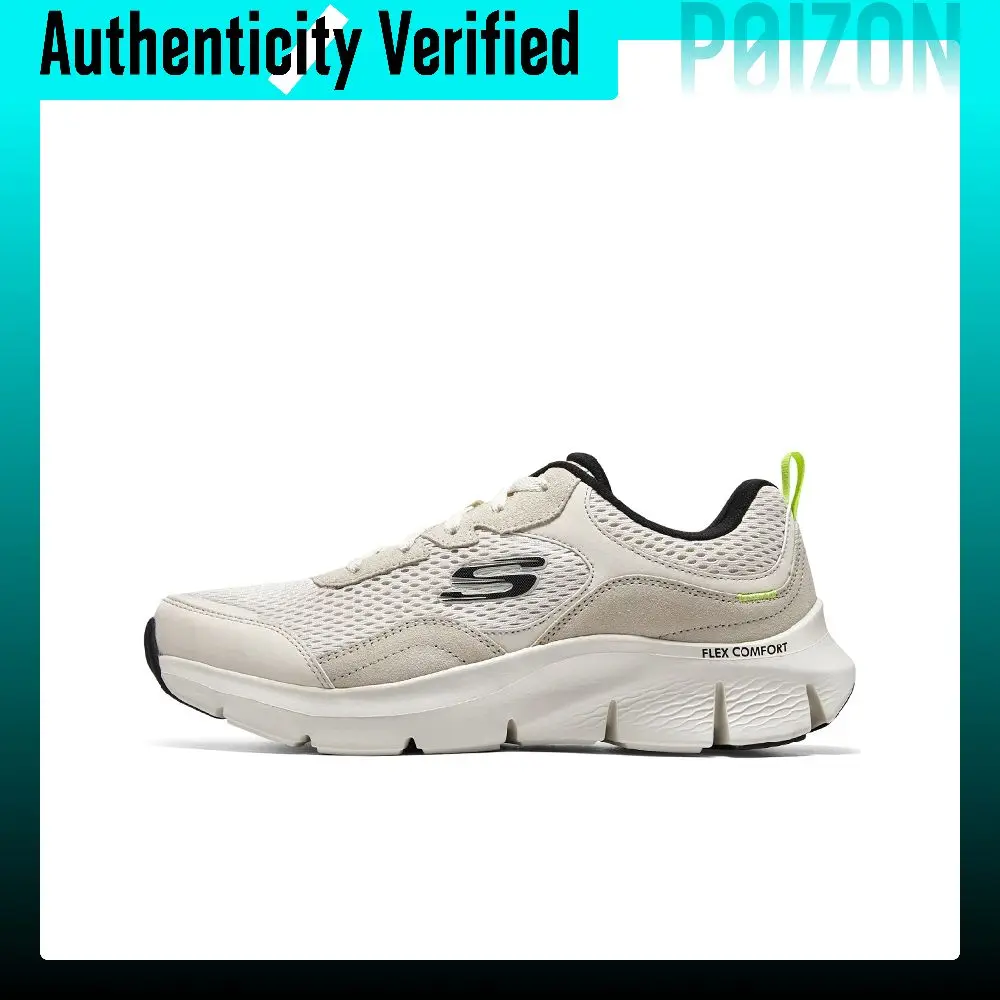 Skechers Flex Comfort Drinn Textile, Synthetic Leather, Mesh Low top Casual Shoes Men's Beige 232685-OFWT