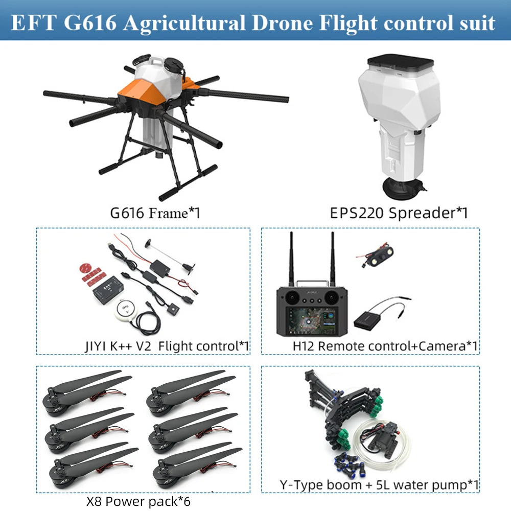 EFT G610 G616 G620 G626 G630 30L Agricultural spraying frame  with JIYI Flight Control Hobbywing Power System Frame Kit