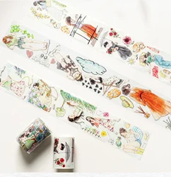 WT Journal Tape - Slow Life Girl Die-Cut Washi PET Tape, Versatile DecorativeTape with Ins Style for Daily and Forest Vibes