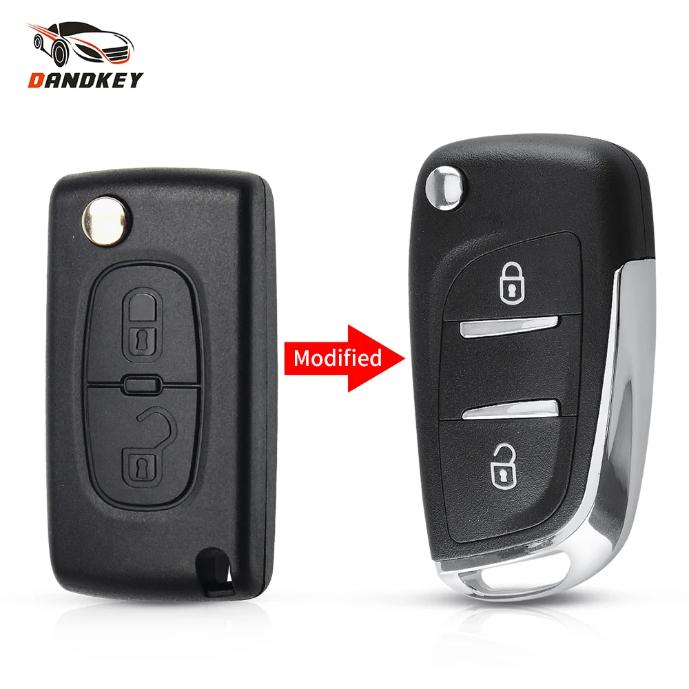 Dandkey For Peugeot 207 307 407 3008 5008 For Citroen C2 C3 C4 C5 C6 C8 Car Key Remote Flip Key Shell Case 2 BTN CE0523 CE0536