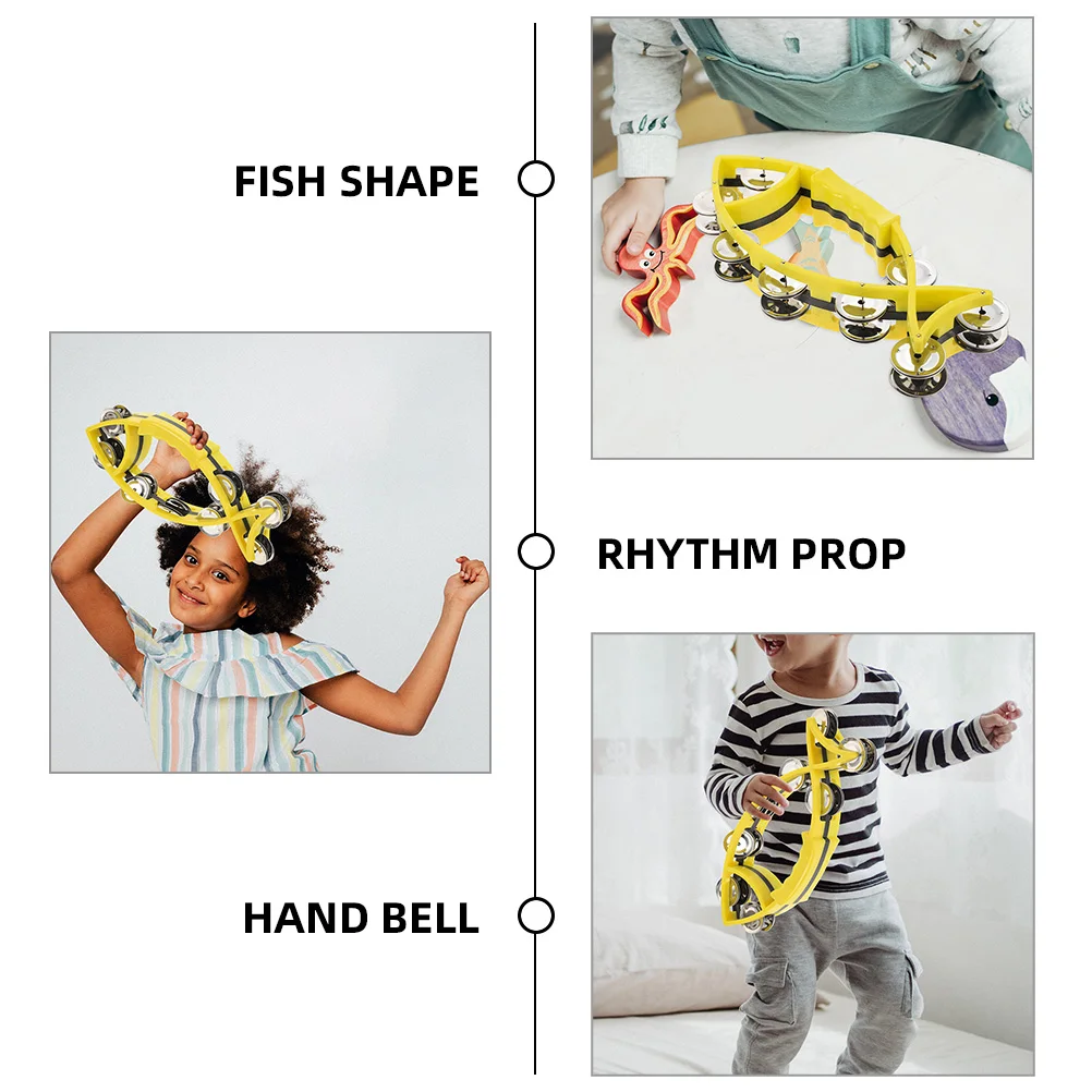

2Pcs Hand Shaking Bells Fish Design Melodious Rhythm Instrument for Early Childhood Music Development Dance Accessory