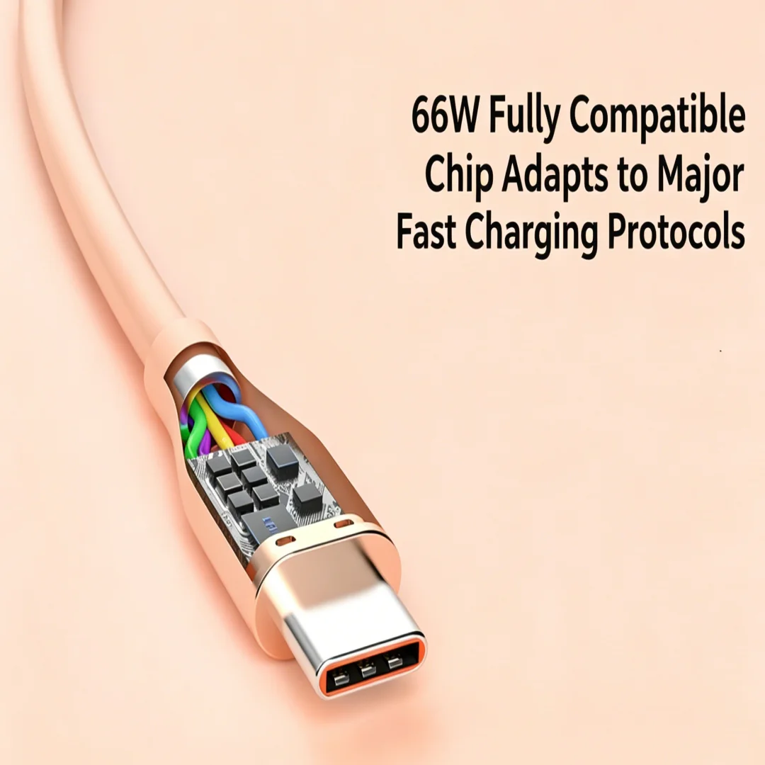 Soft Silicone USB-A to Type-C 66W Fast Charging Cable Anti-tangle Rubber Charger Cord 1M/2M 5 Colors For Xiaomi iPhone 15