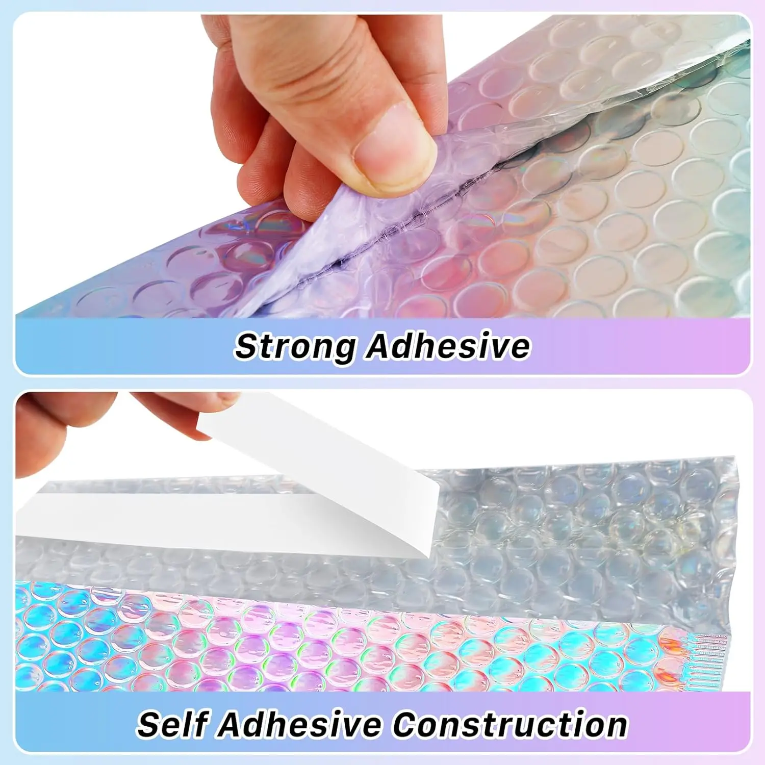 30 Pcs Holographic Bubble Mailers Waterproof Self Seal Adhesive Foil Glitter Glamour Shipping Bags for Mailing Supplies view 3