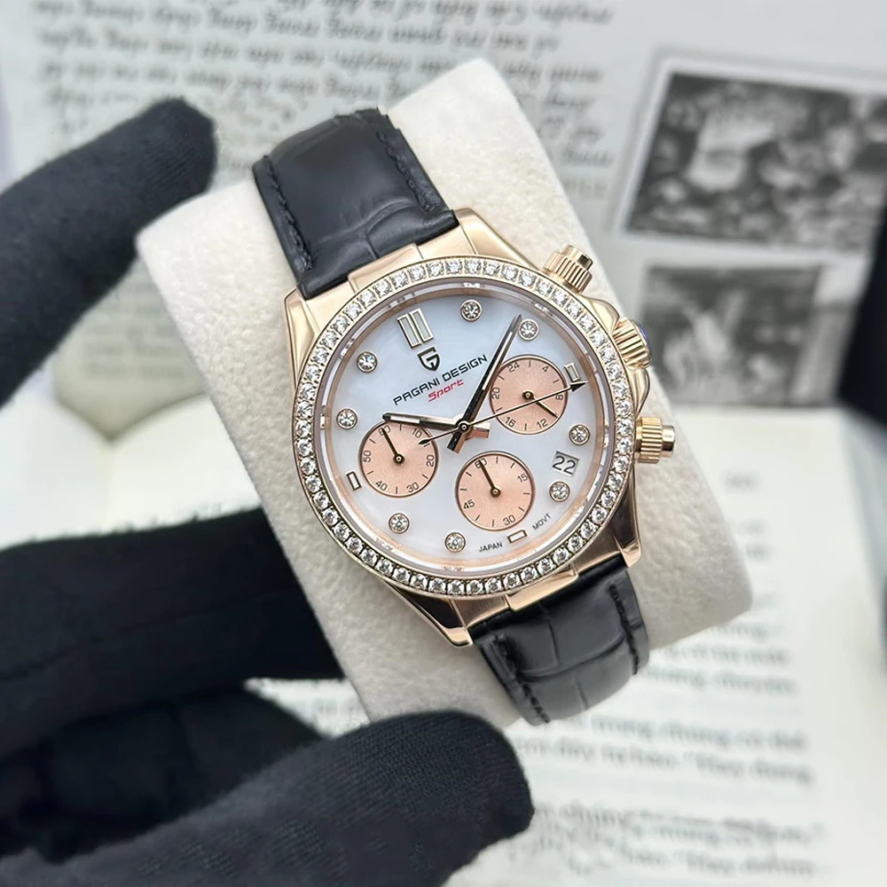 

PAGANI DESIGN Новые кварцевые часы 36 мм Классические роскошные 100 м Водонепроницаемые многофункциональные хронографы Лучший бренд с сапфировым стеклом женские часы