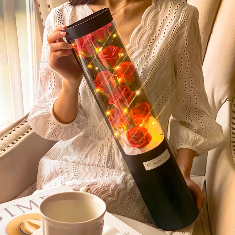 

Artificial Soap Rose Flower Florist Bouquet Gift Box Wrapping Valentine's Day Mother's Day Rose Flower for Gift Wedding Deco